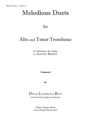 Book cover for Melodious Duets from Rochut Bordogni Etude Vocalises for Alto and Tenor Trombone Book 1 Volume 1