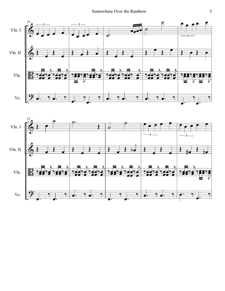 Over The Rainbow (from The Wizard Of Oz) String Quartet scores gallery preview page 3