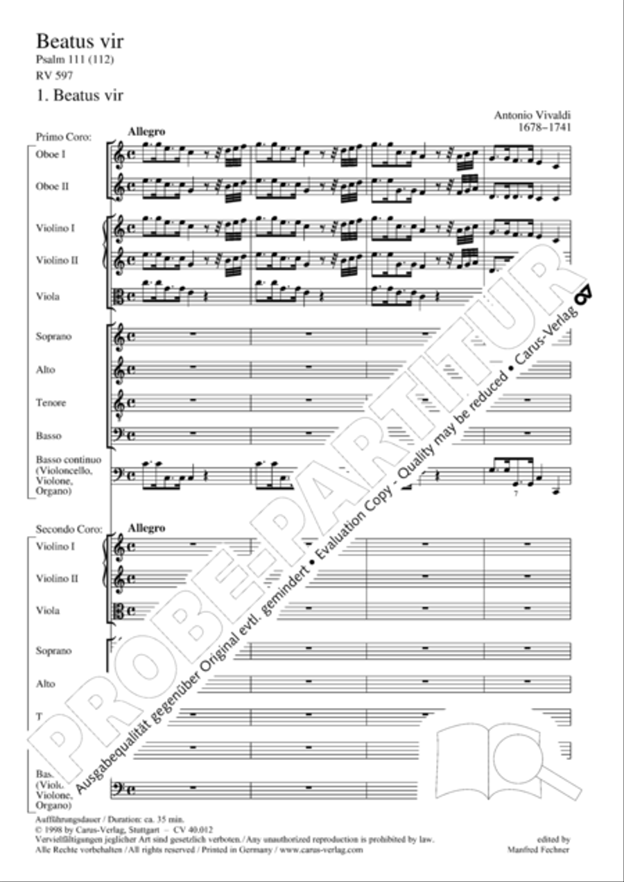 Beatus vir (How blest is he) Psalm 111 4-Part scores gallery preview page 10