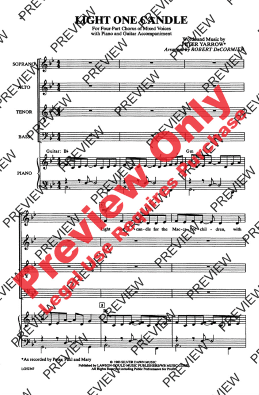 Light One Candle 4-Part scores gallery preview page 2