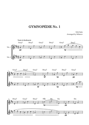 Gymnopédie no 1 | Violin Duet | Original Key | Chords | Easy intermediate