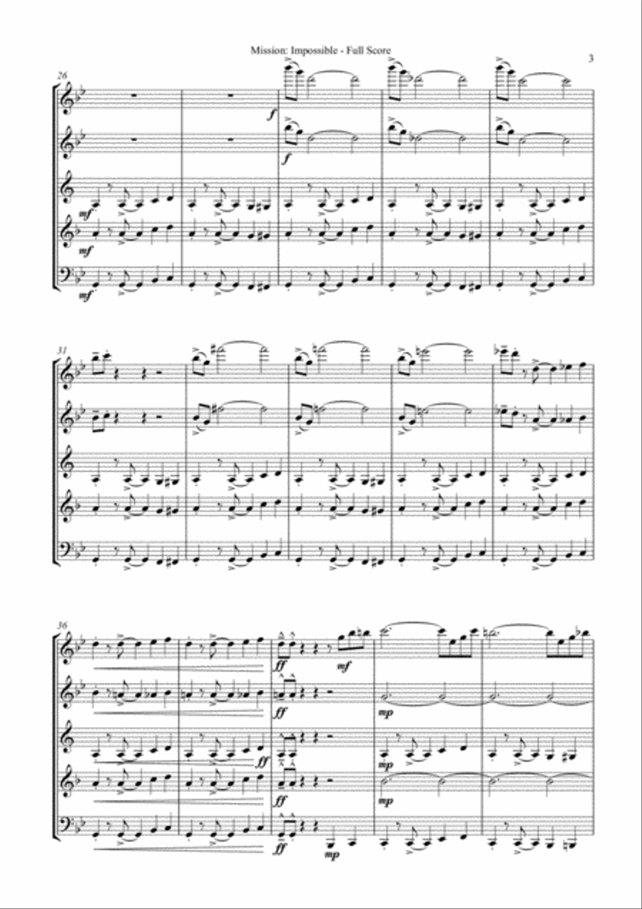Mission: Impossible Theme from the Paramount Television Series MISSION: IMPOSSIBLE Woodwind Quintet scores gallery preview page 6