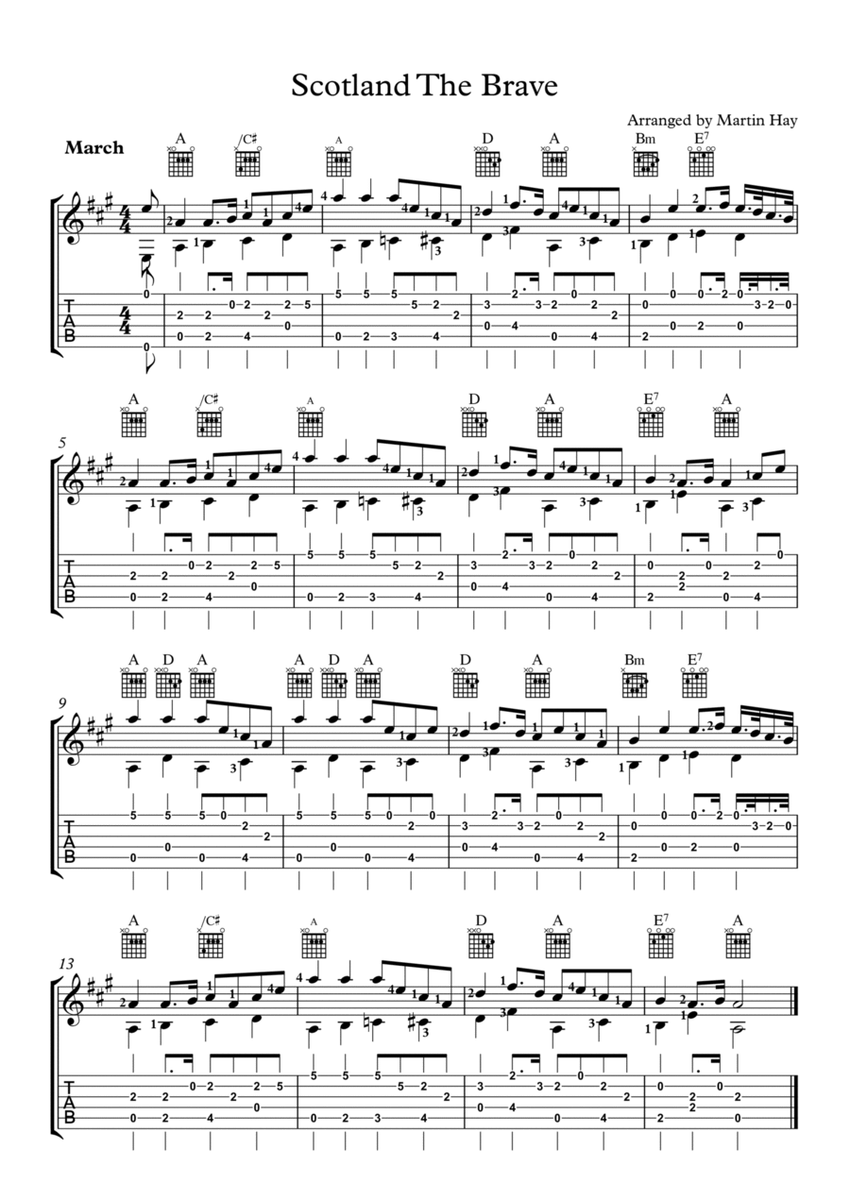 Scotland The Brave For Guitar TAB image number null