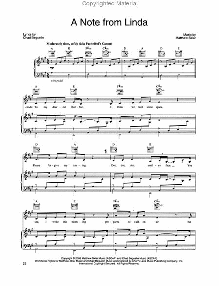 The Wedding Singer Piano, Vocal, Guitar scores gallery preview page 4