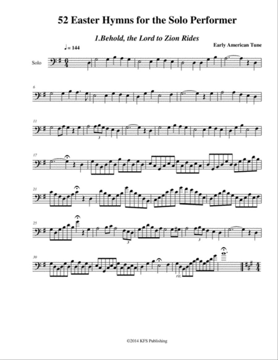52 Easter Hymns for the Solo Performer - string bass Double Bass scores gallery preview page 3