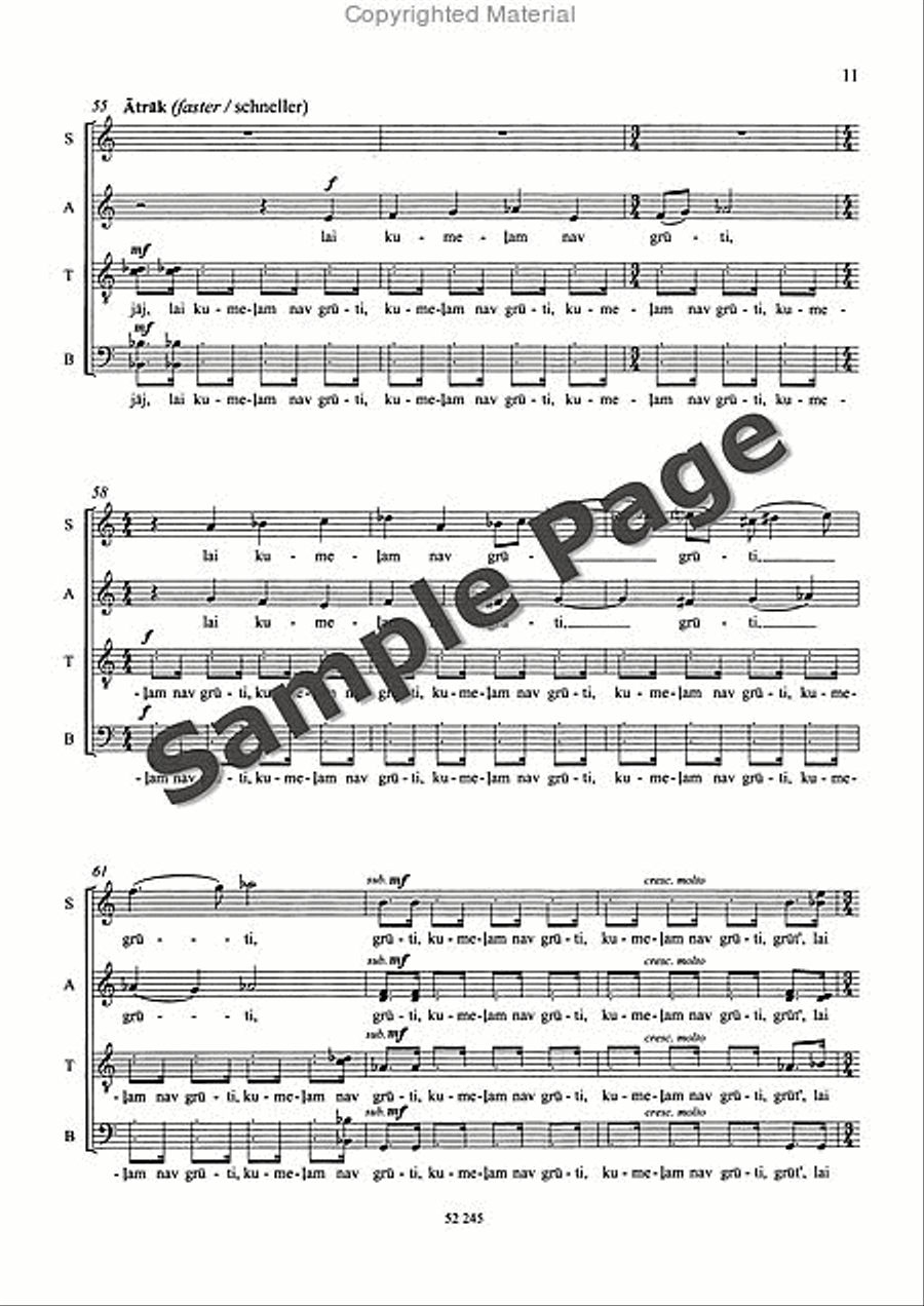 Ziles Zina: The Tomtit's Message SSAATTBB scores gallery preview page 12
