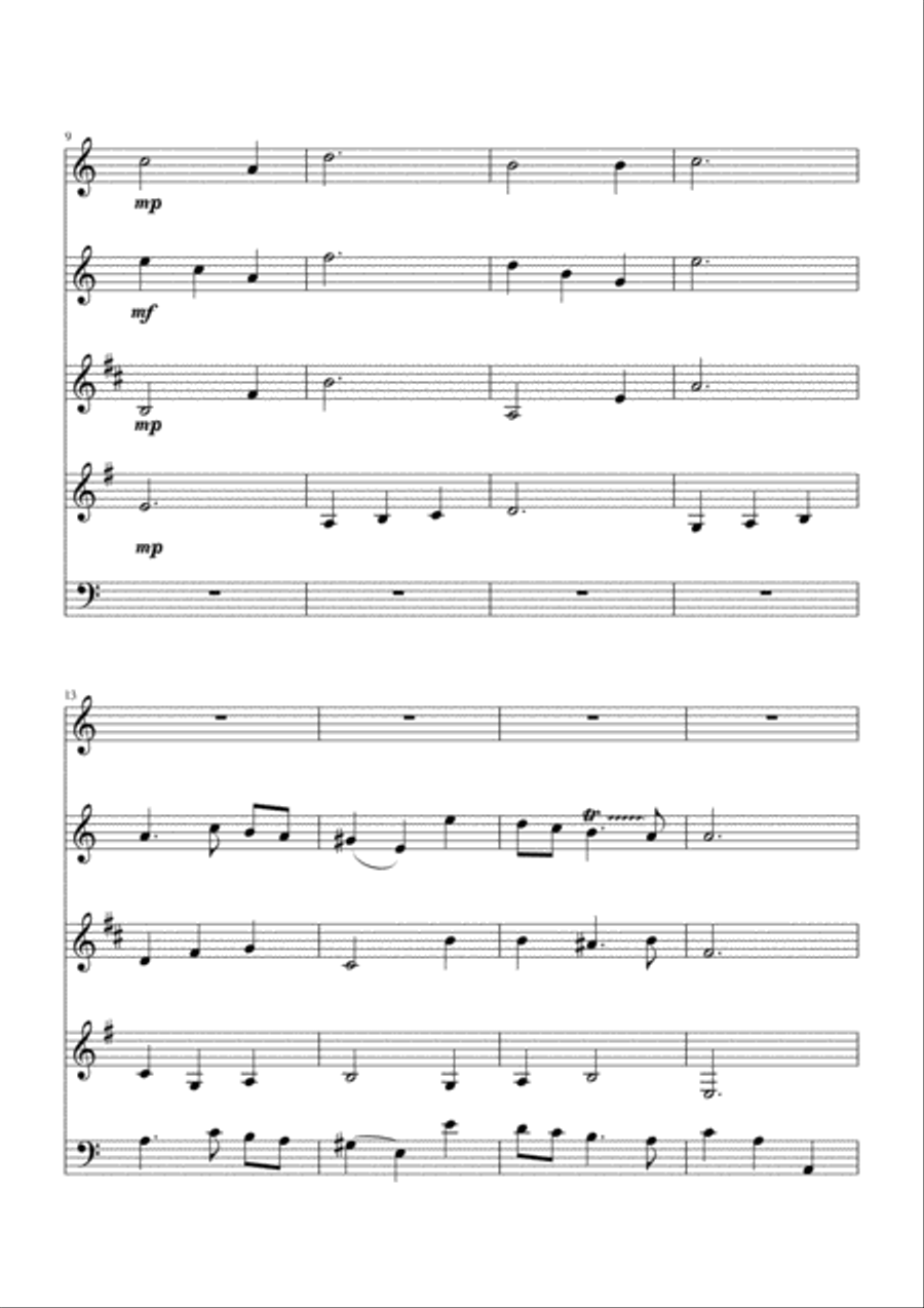 Menuett in A minor Woodwind Quintet scores gallery preview page 2
