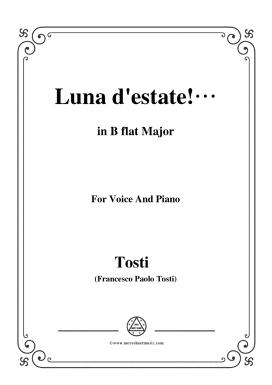Tosti-Luna d'estate! In B flat Major,for Voice and Piano Voice Solo scores gallery preview page 1