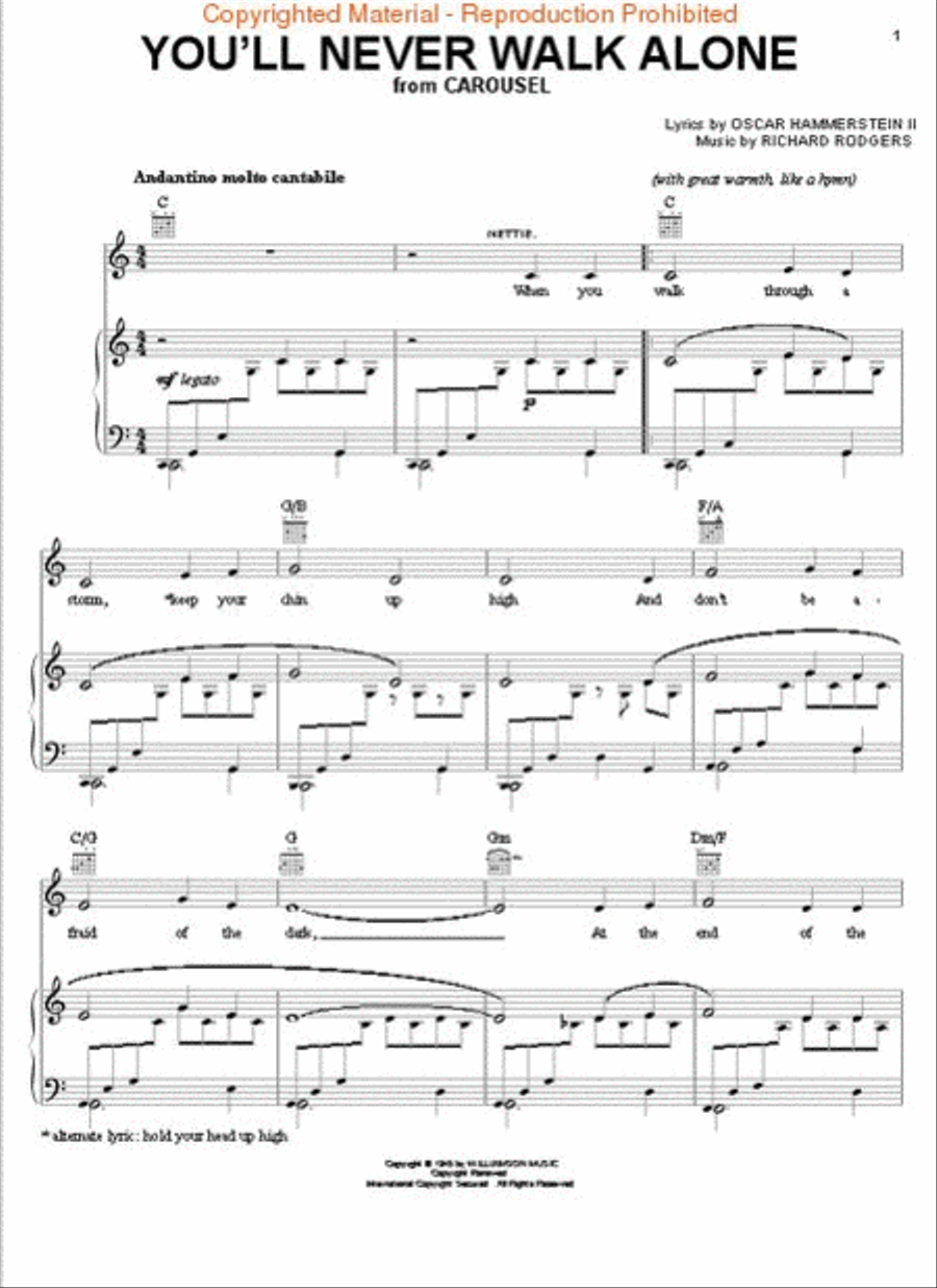 You'll Never Walk Alone From Carousel Piano, Vocal, Guitar scores gallery preview page 2