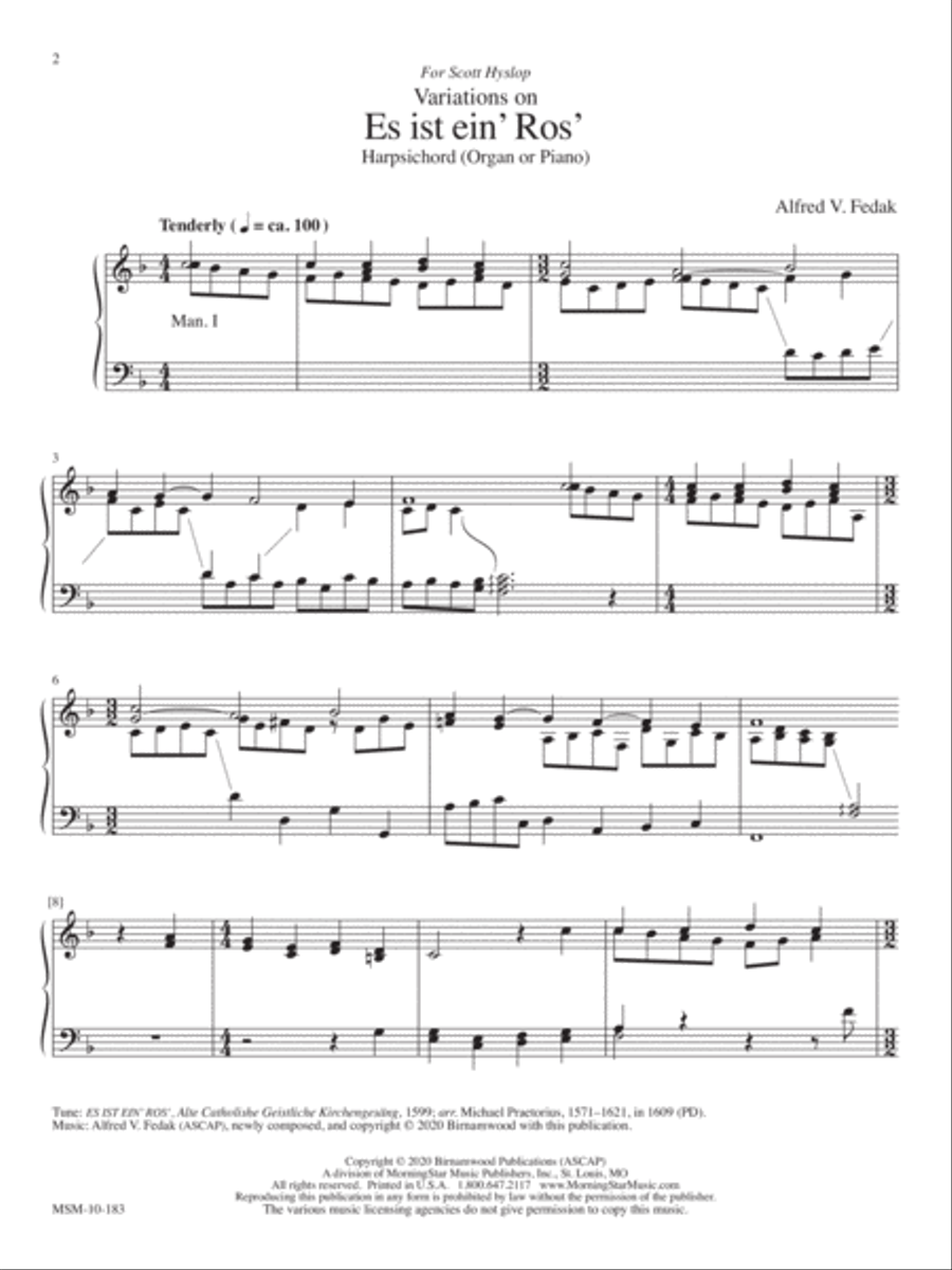 Variations on Es ist ein' Ros' Harpsichord scores gallery preview page 1