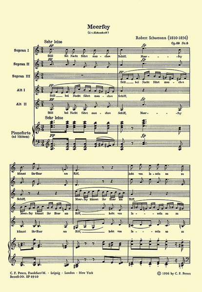 Meerfey Op. 6 No. 5 for SSSAA Choir and Piano