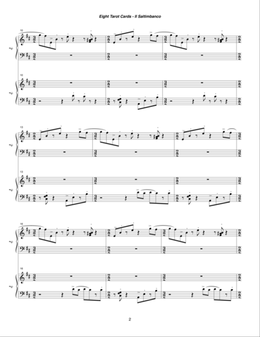 Eight Tarot Cards for Madam Rubio ... La Ruota della Fortuna (1997) for two marimbas Small Ensemble scores gallery preview page 2