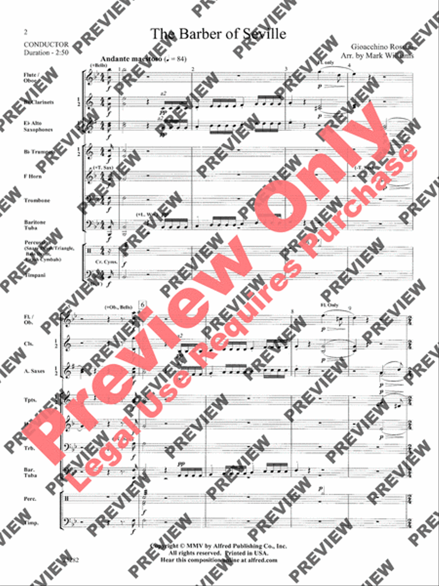 The Barber of Seville Concert Band scores gallery preview page 3