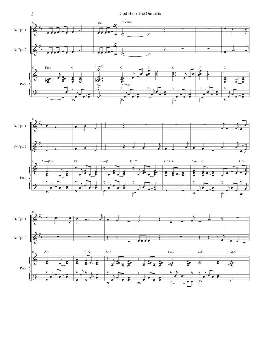 God Help The Outcasts God Help The Outcasts Trumpet Duet scores gallery preview page 2