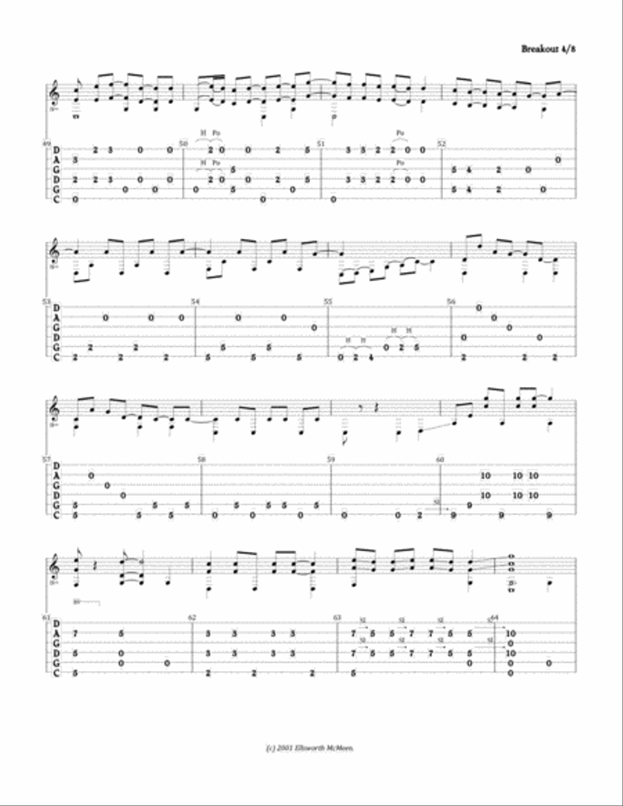 Breakout (For Fingerstyle Guitar Tuned CGDGAD) Small Ensemble scores gallery preview page 4