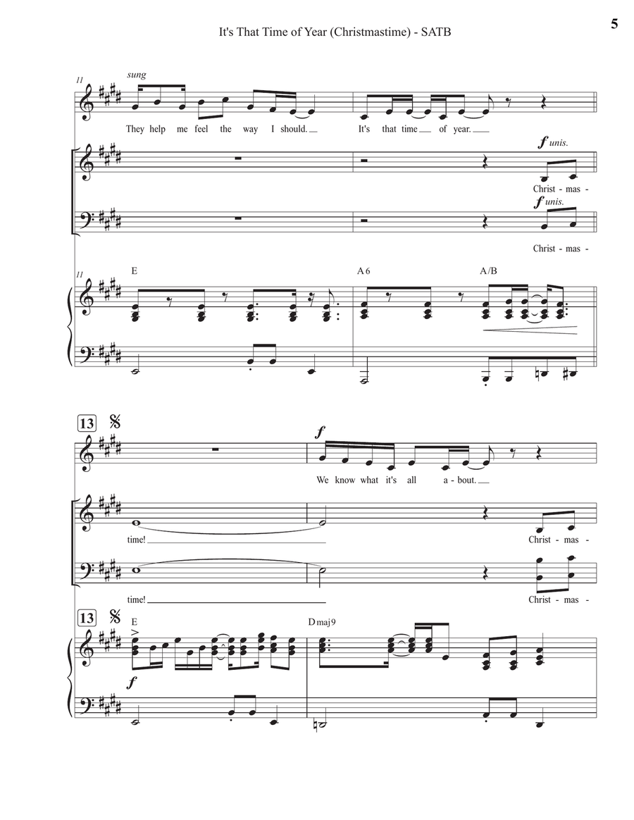 It's That Time of Year (Christmastime) (SATB) 4-Part scores gallery preview page 5
