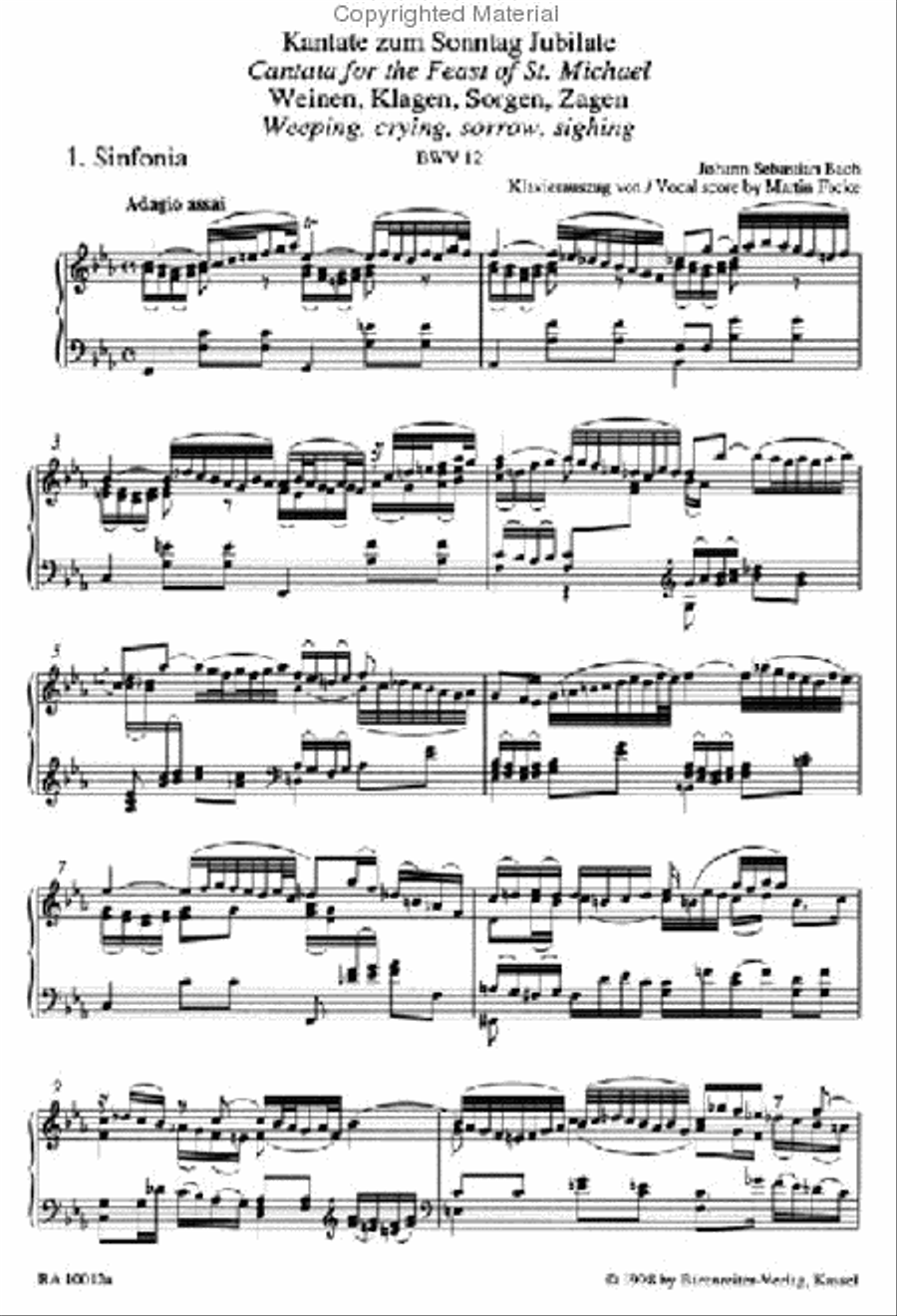 Weeping, crying, sorrow, sighing, BWV 12 4-Part scores gallery preview page 2