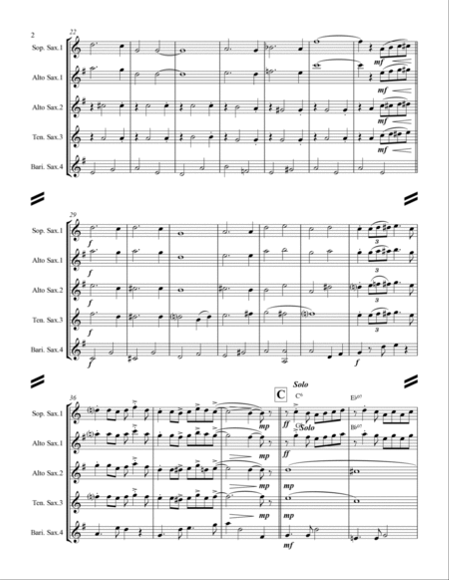I'll Be Home For Christmas Saxophone Quartet scores gallery preview page 3