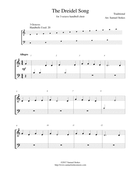 The Dreidel Song (I Have a Little Dreidel) - for 3-octave handbell choir image number null