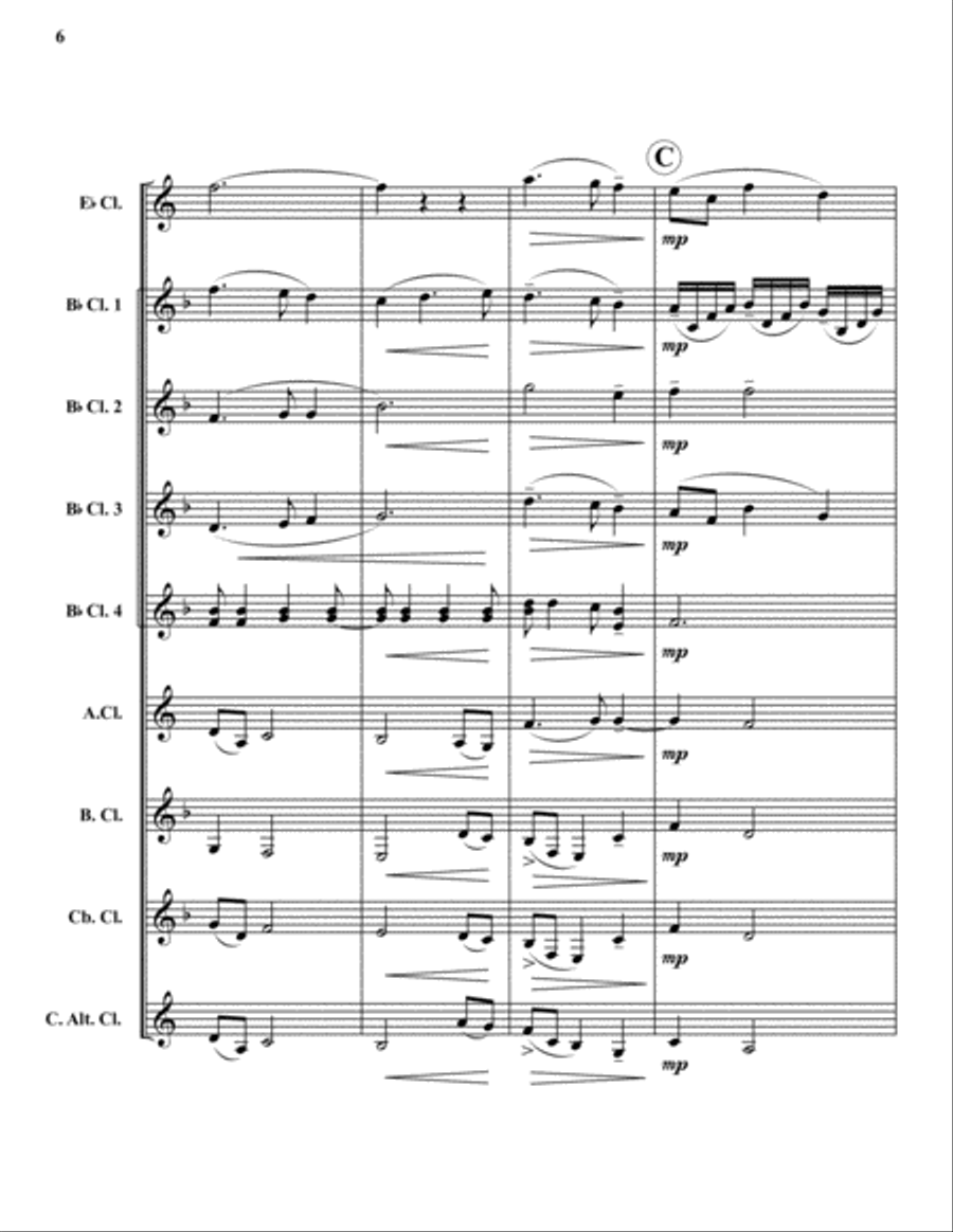 Nimrod from the Enigma Variations Clarinet Choir scores gallery preview page 6