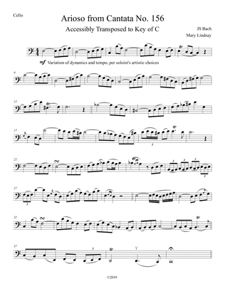 Arioso from Cantata No.156 Cello Solo