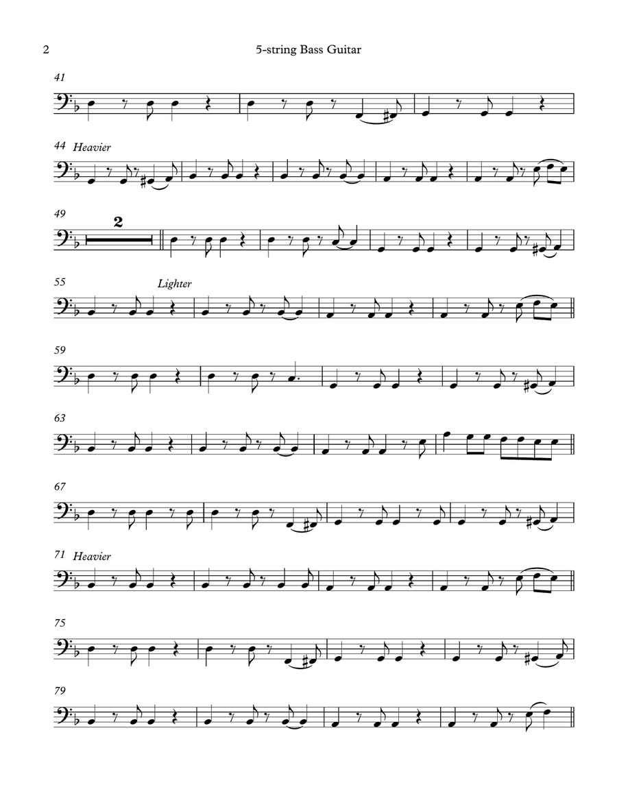 Back To Black Bass Guitar Tablature scores gallery preview page 2