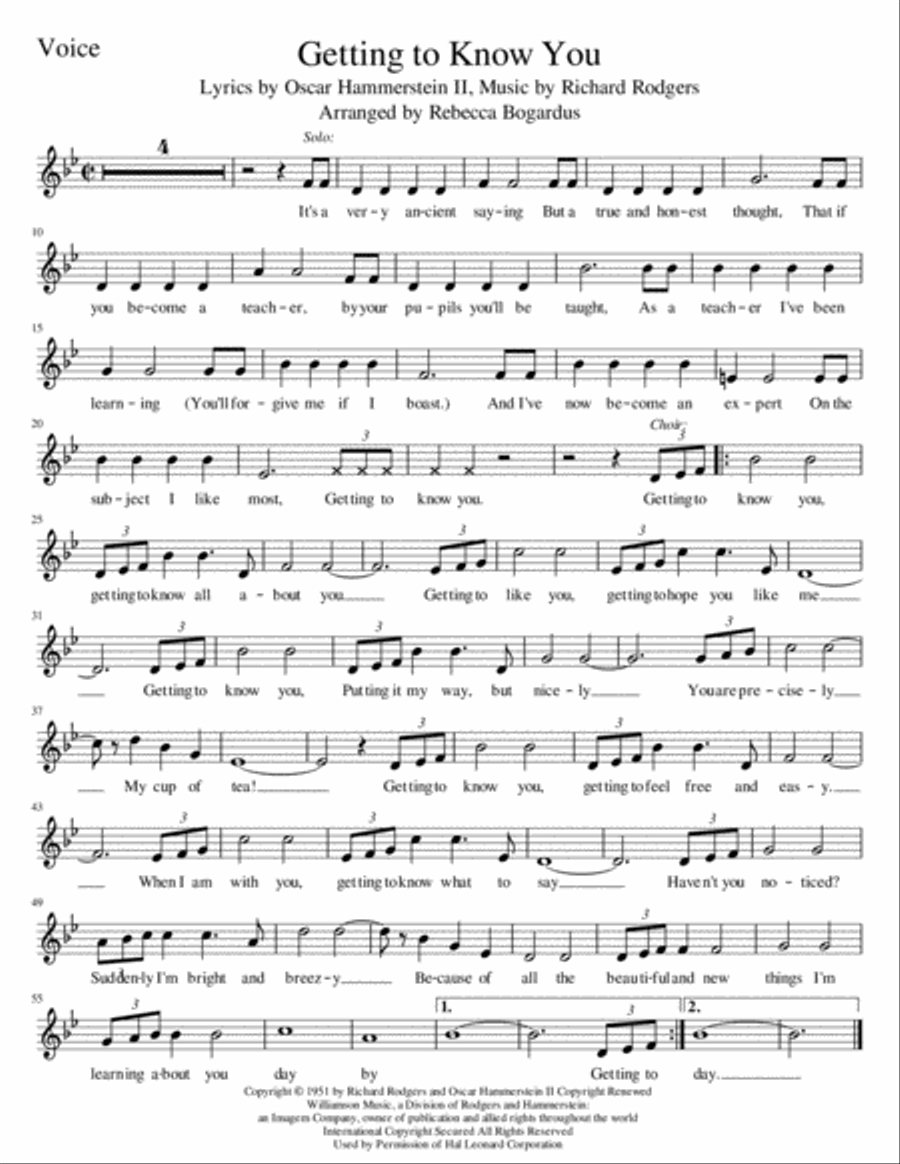 Getting To Know You Choir scores gallery preview page 6