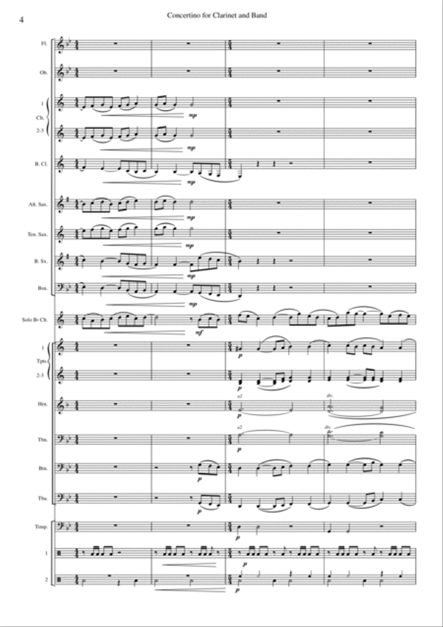 Concertino for Clarinet and Band Concert Band scores gallery preview page 4