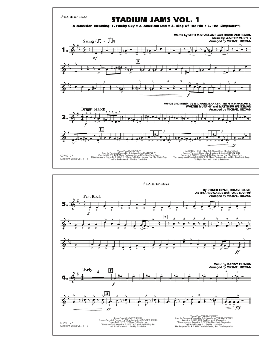 Stadium Jams - Vol. 1 - Eb Baritone Sax