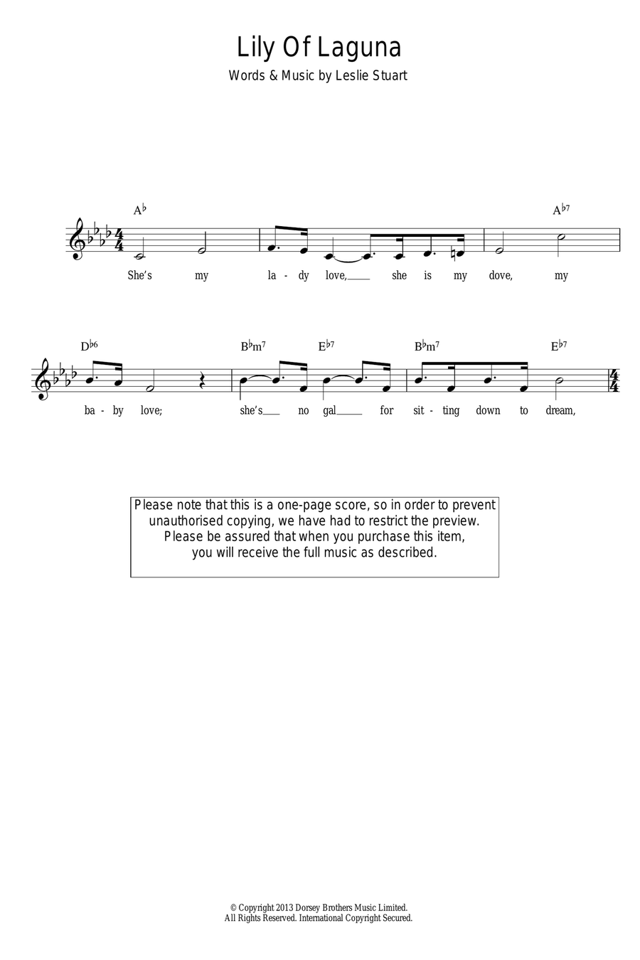 Lily Of Laguna Piano scores gallery preview page 1