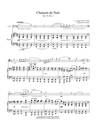 Chanson de Nuit for cello and piano