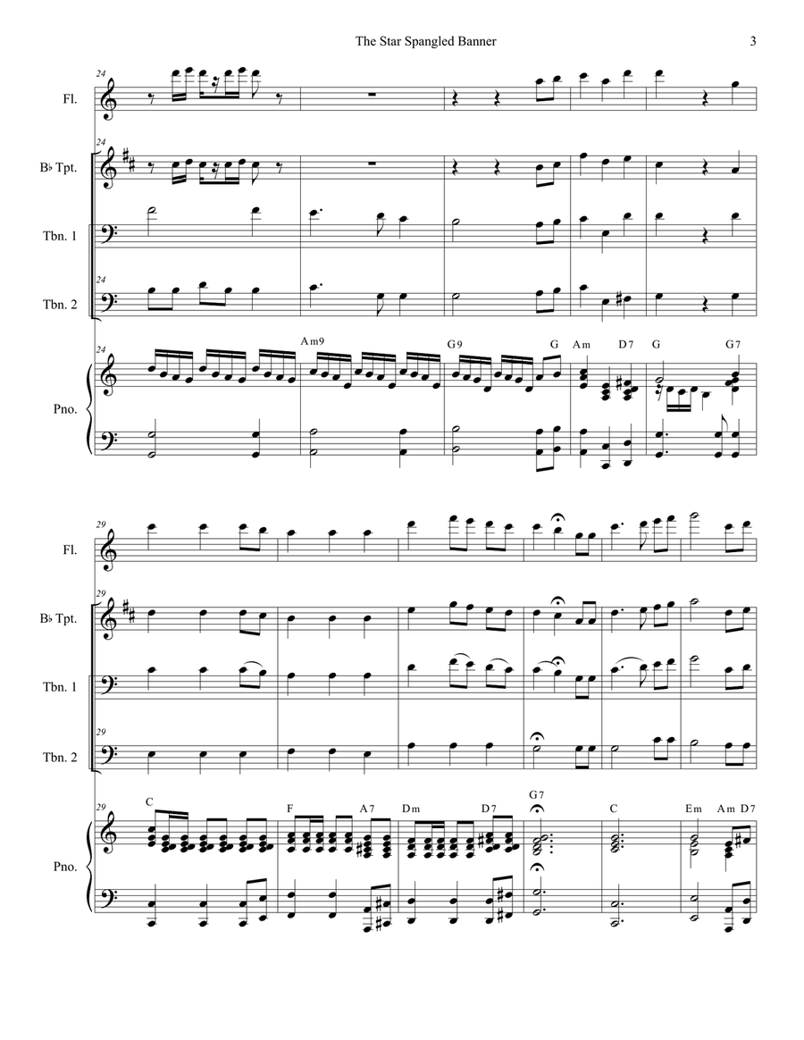 The Star Spangled Banner (Trombone Duet) Trombone Duet scores gallery preview page 4
