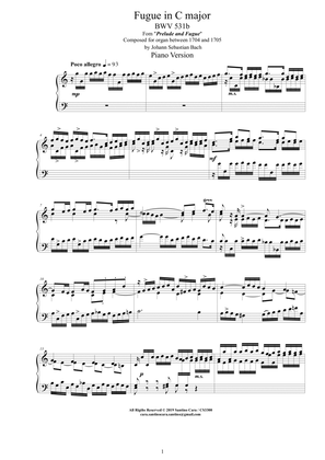 Bach - Fugue in C major BWV 531b - Piano version