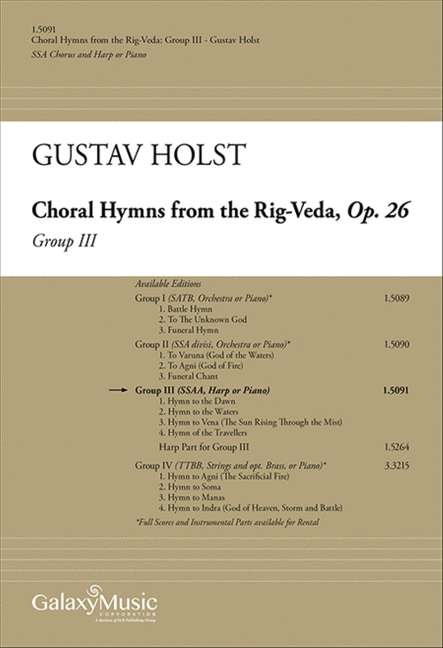 Choral Hymns from the Rig-Veda, Group 3 SSAA scores gallery preview page 1