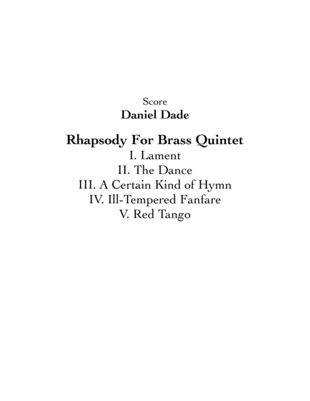 Rhapsody For Brass Quintet image number null