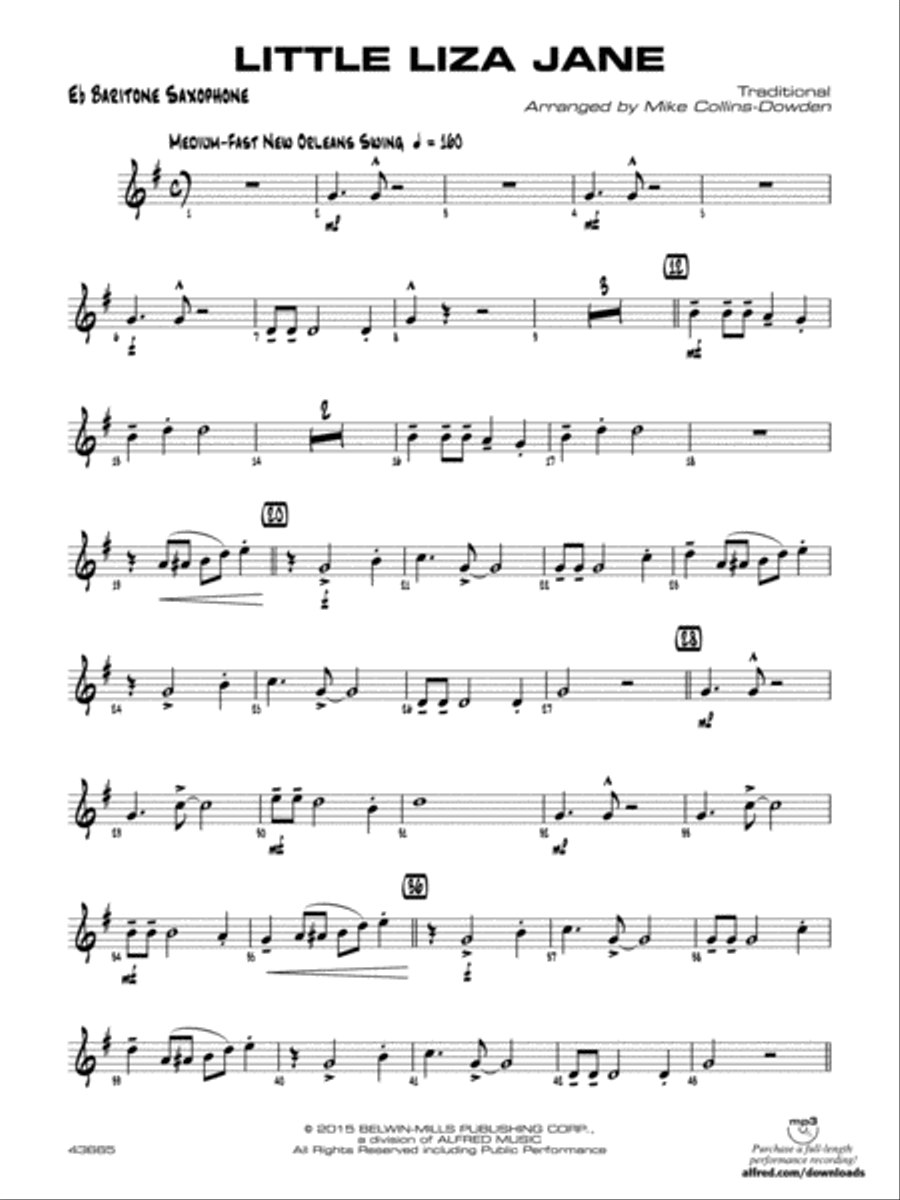 Little Liza Jane: E-flat Baritone Saxophone Jazz Ensemble scores gallery preview page 1