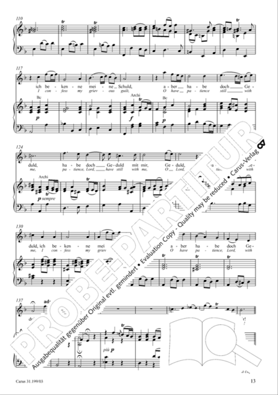 My heart is bathed in blood (Mein Herze schwimmt im Blut) Piccolo scores gallery preview page 14