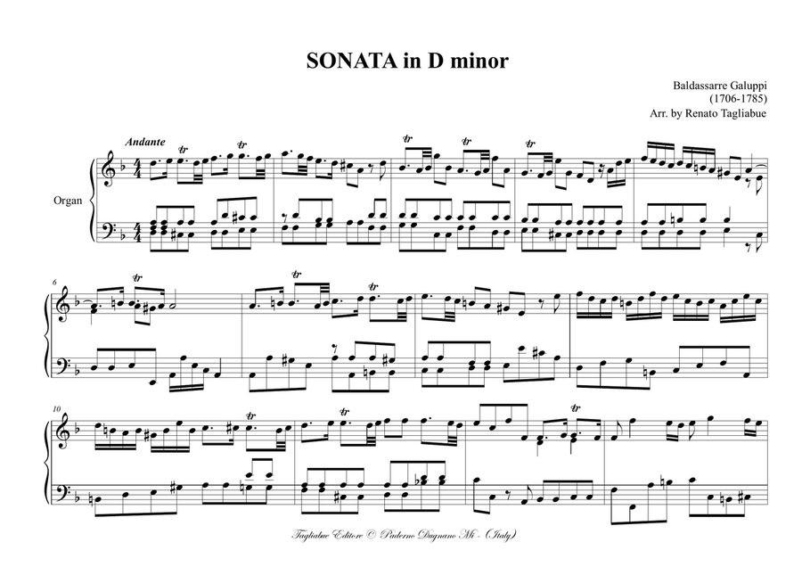 GALUPPI - SONATA IN D minor - For organ image number null