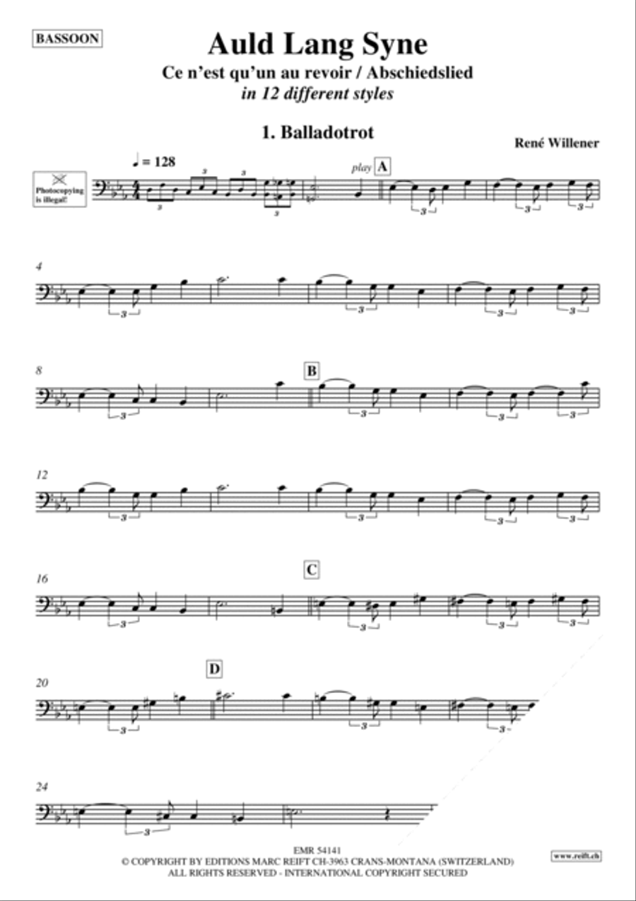 Auld Lang Syne Bassoon scores gallery preview page 3