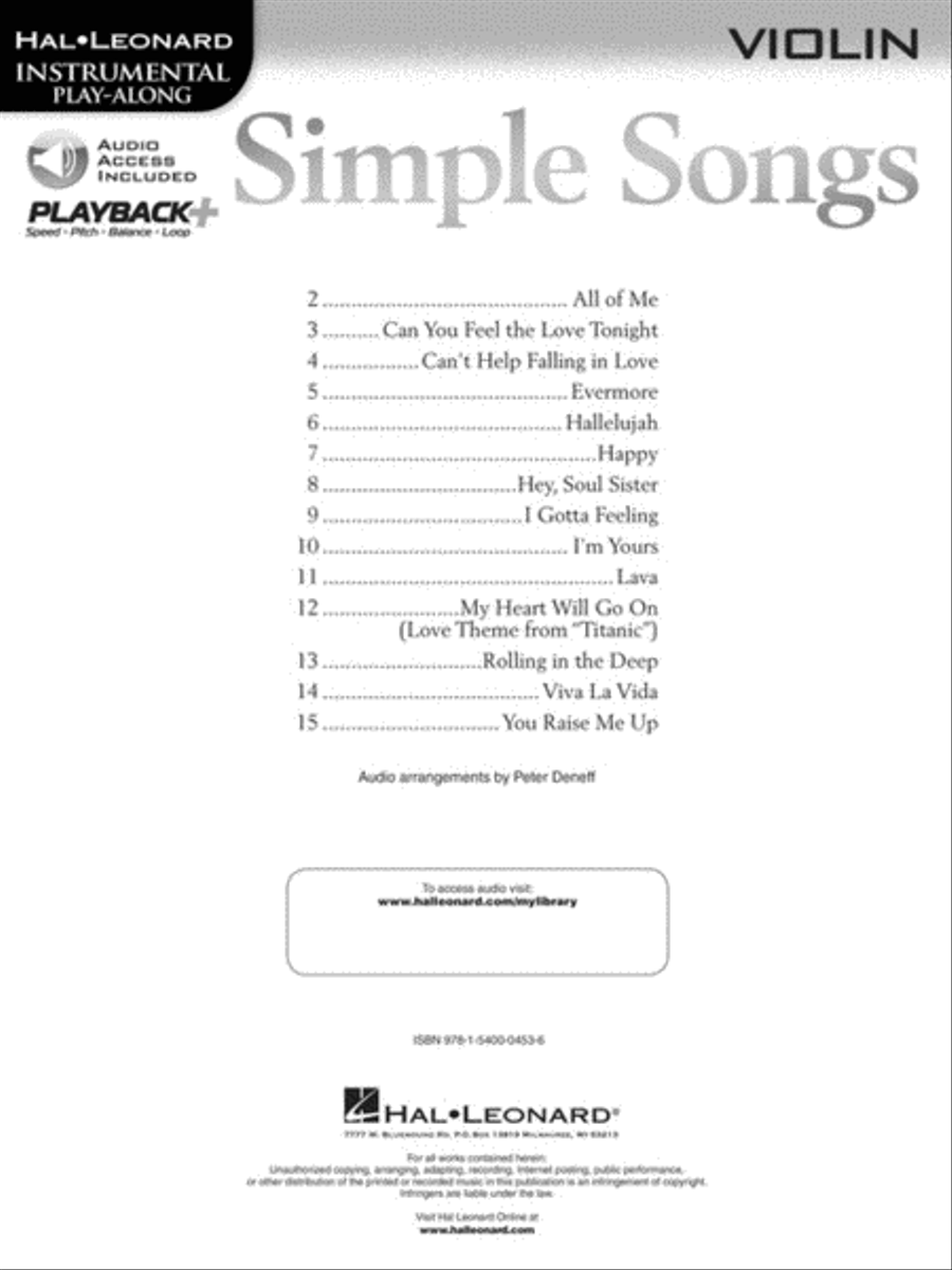 Simple Songs Violin Solo scores gallery preview page 2