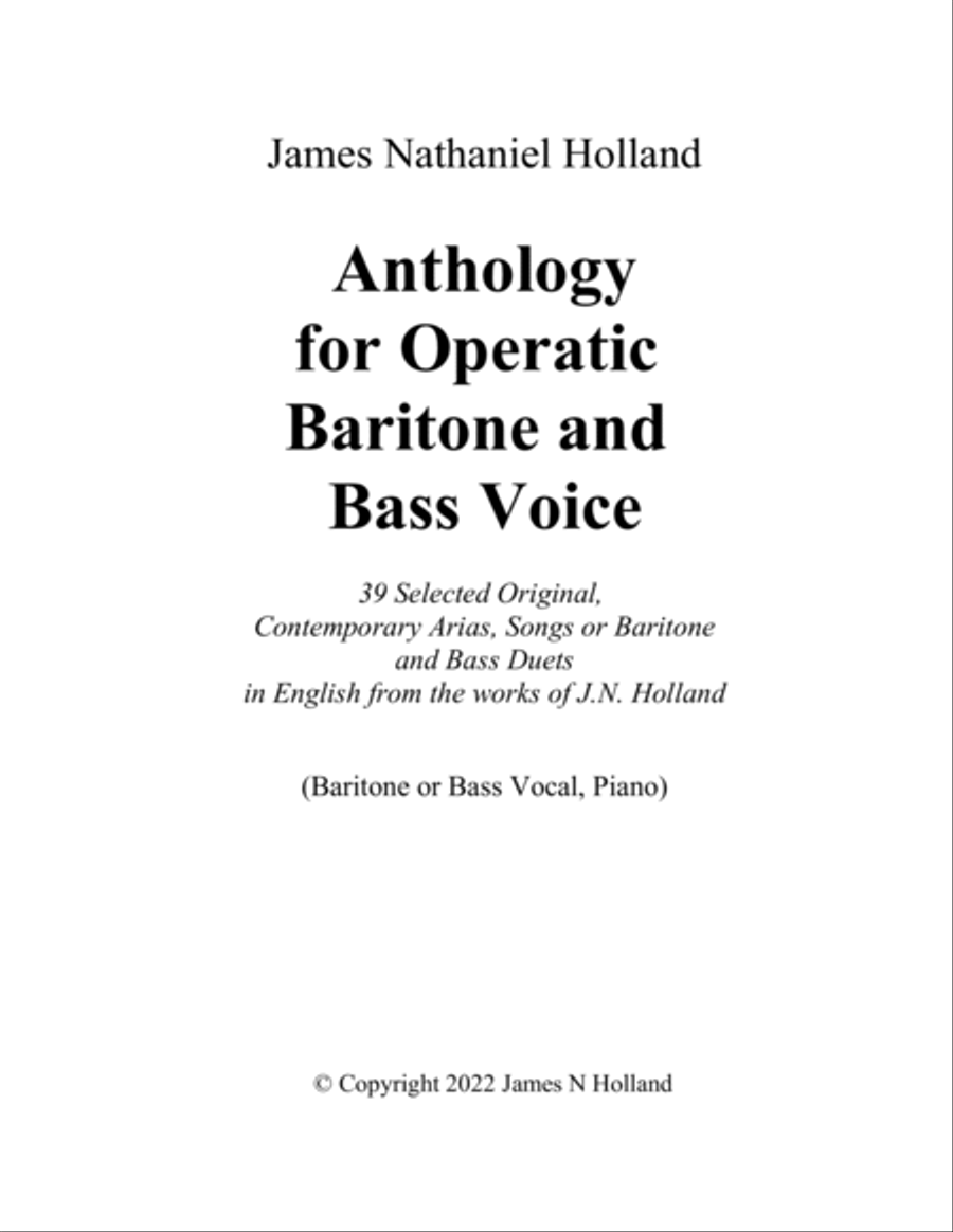 Anthology for Operatic Baritone and Bass Voice