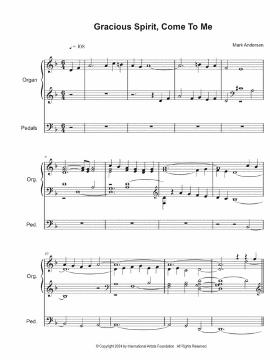 Gracious Spirit, Come To Me for organ by Mark Andersen Organ Solo scores gallery preview page 2