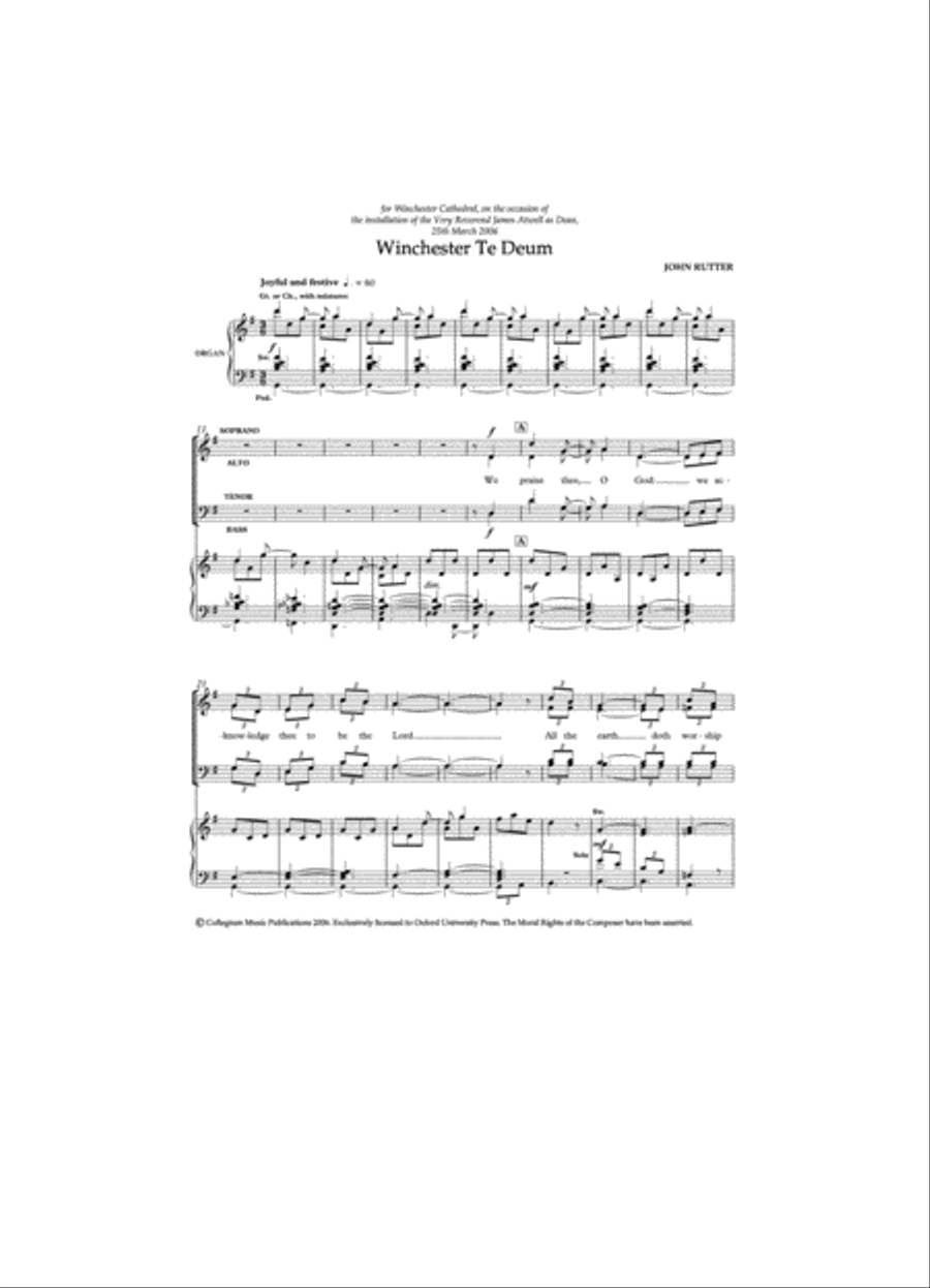 Winchester Te Deum 4-Part scores gallery preview page 2
