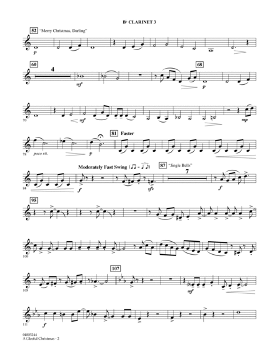 A Gleeful Christmas - Bb Clarinet 3 Concert Band scores gallery preview page 2