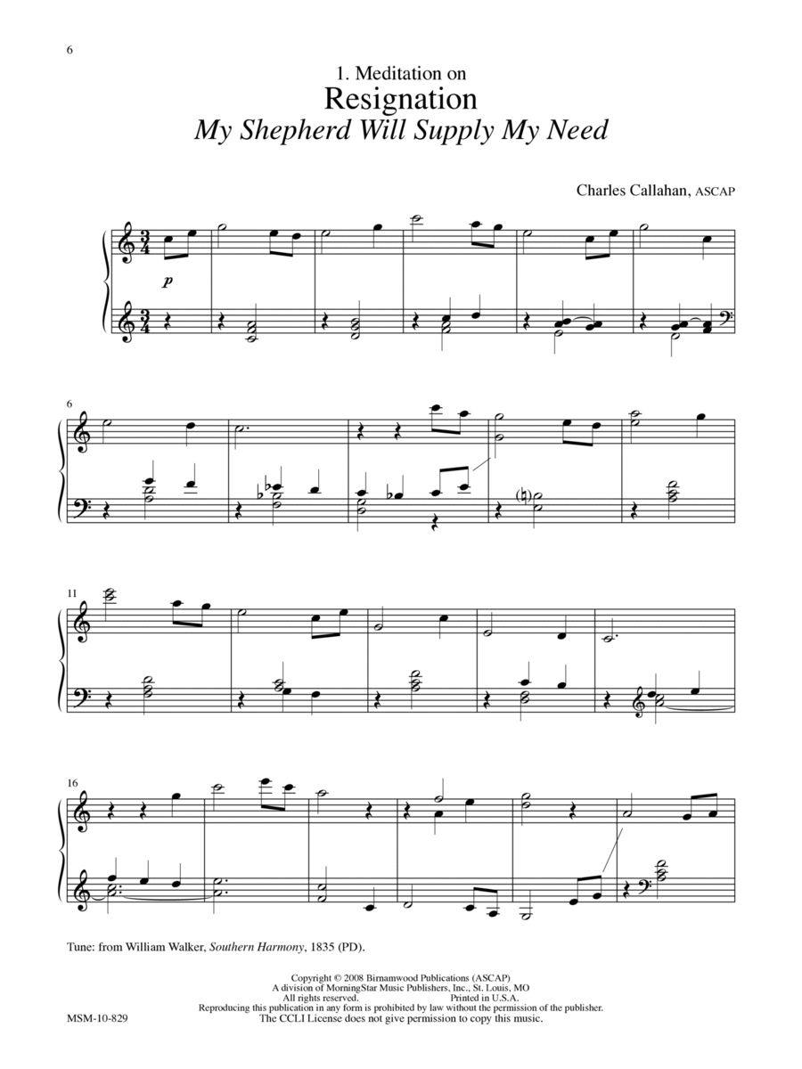 Meditation on Resignation (My Shepherd Will Supply My Need) Organ scores gallery preview page 1
