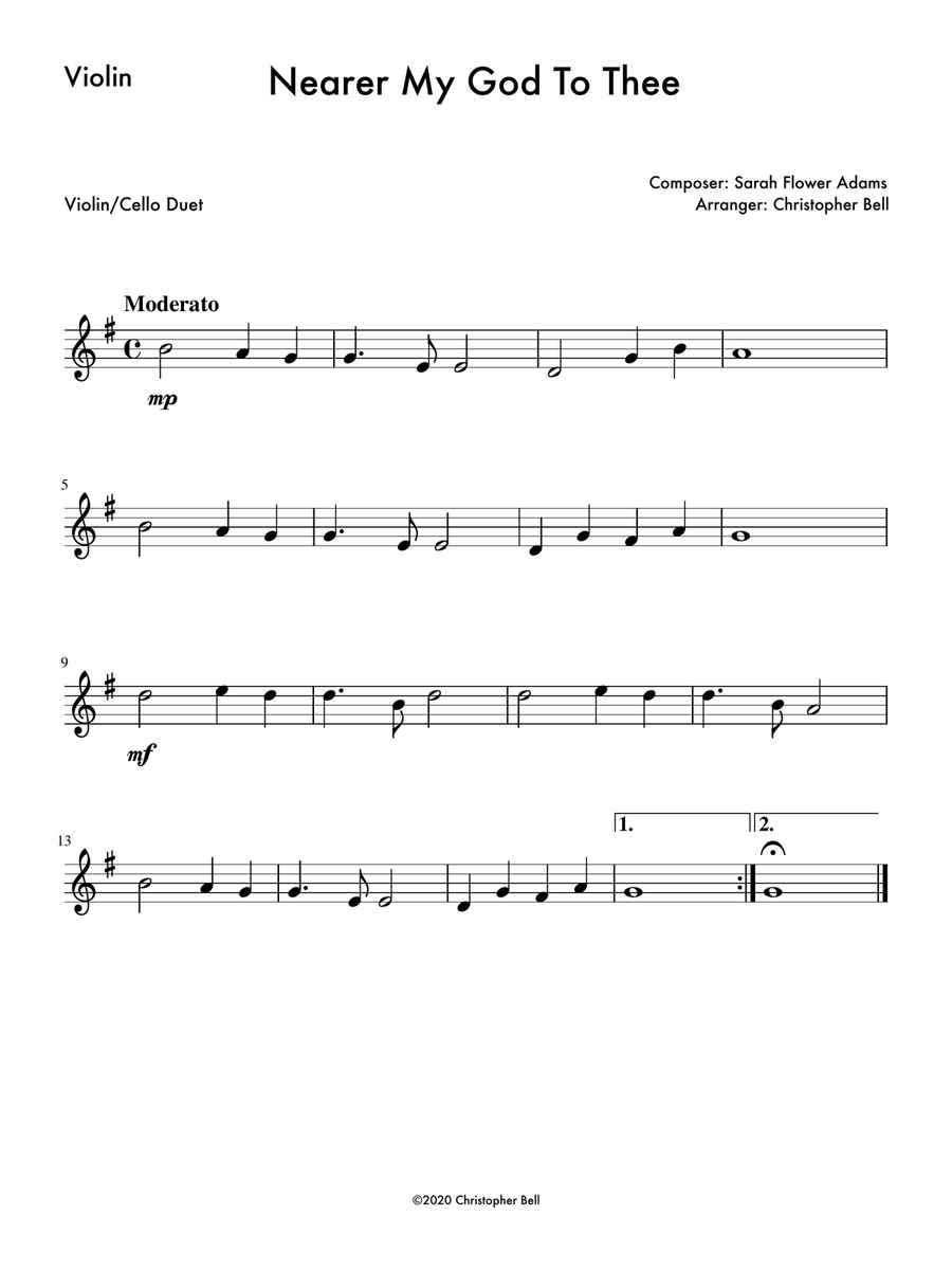 Nearer My God To Thee (Easy Violin/Cello Duet) String Duet scores gallery preview page 2