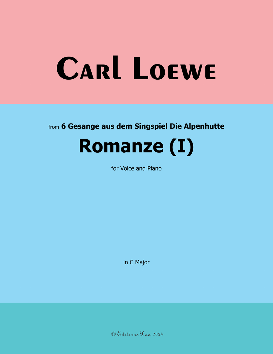 Romanze(I), by Carl Loewe, in C Major Piano, Vocal scores gallery preview page 1