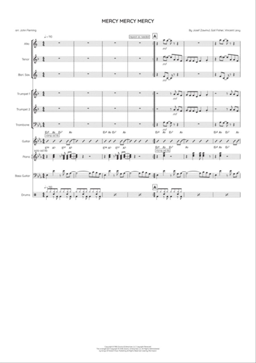 Mercy, Mercy, Mercy Mercy, Mercy, Mercy Jazz Ensemble scores gallery preview page 2