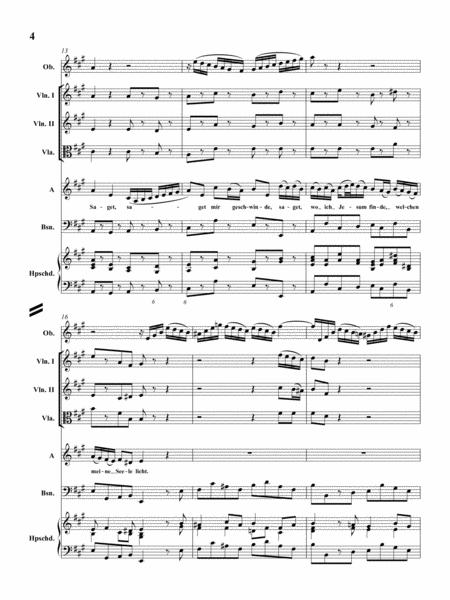 ALTO ARIA Saget, saget mir geschwinde BWV 249 (for Alto, Oboe d'amore, Strings & Continuo) image number null