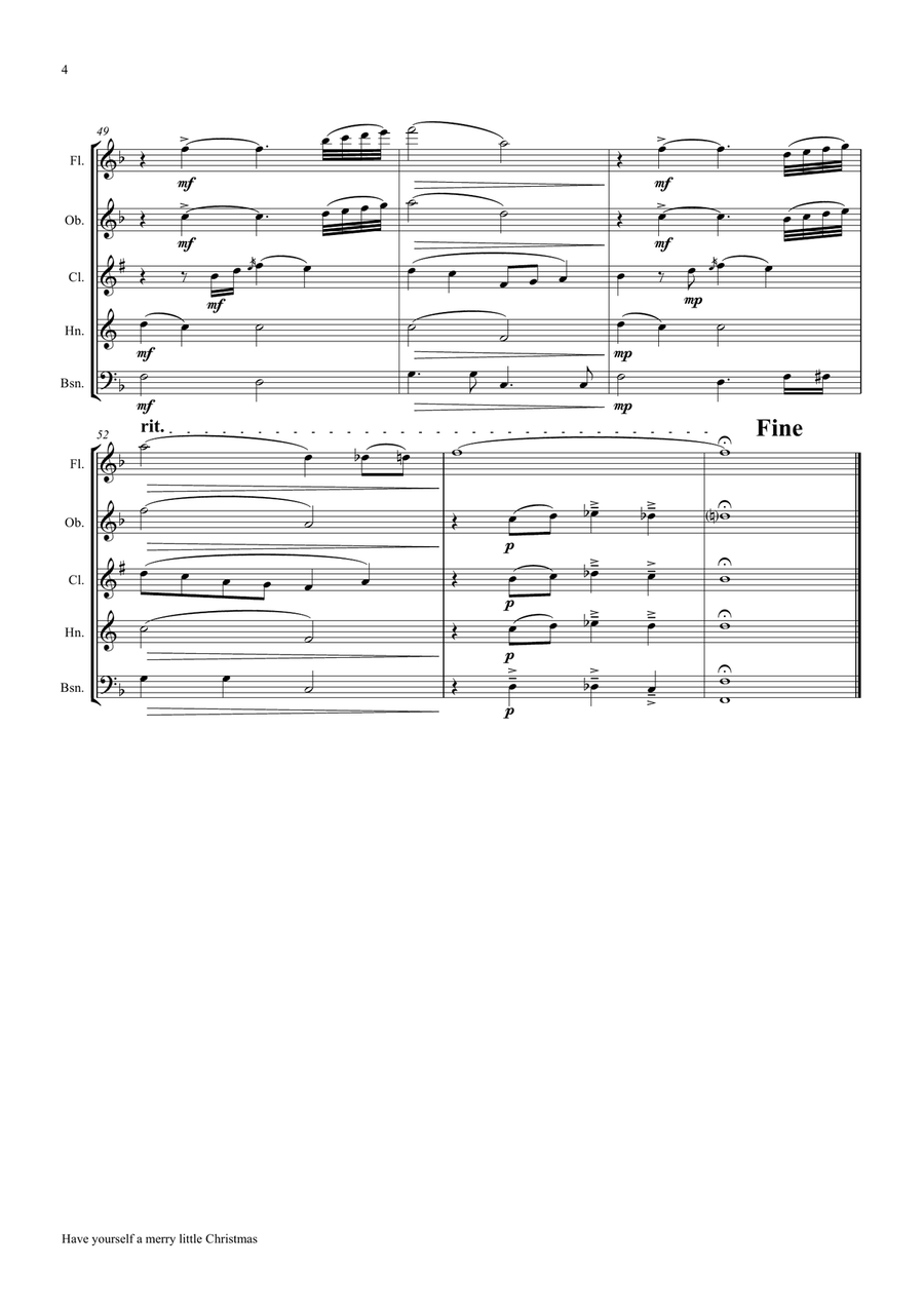Have Yourself A Merry Little Christmas from MEET ME IN ST. LOUIS Woodwind Quintet scores gallery preview page 5